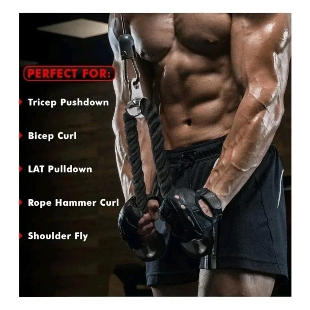 A2ZCARE Combo V-Handle Tricep Rope 2 Snap Hook Set Cable Machine Gym Attachments